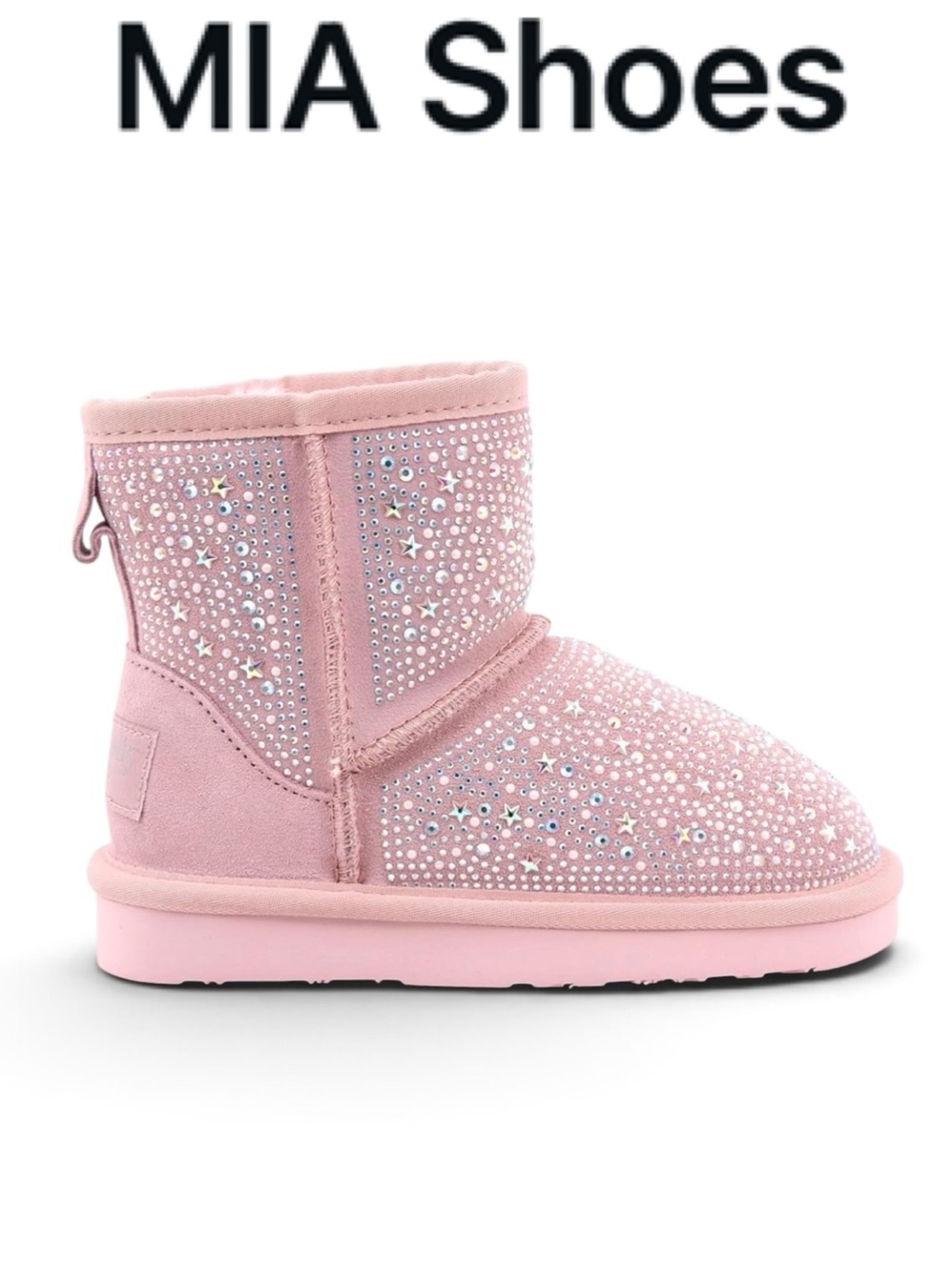 NWOT MIA LIL AUTYMN PINK SPARKLE RHINESTONE STAR FAUX FUR LINED BOOTS SIZE 8